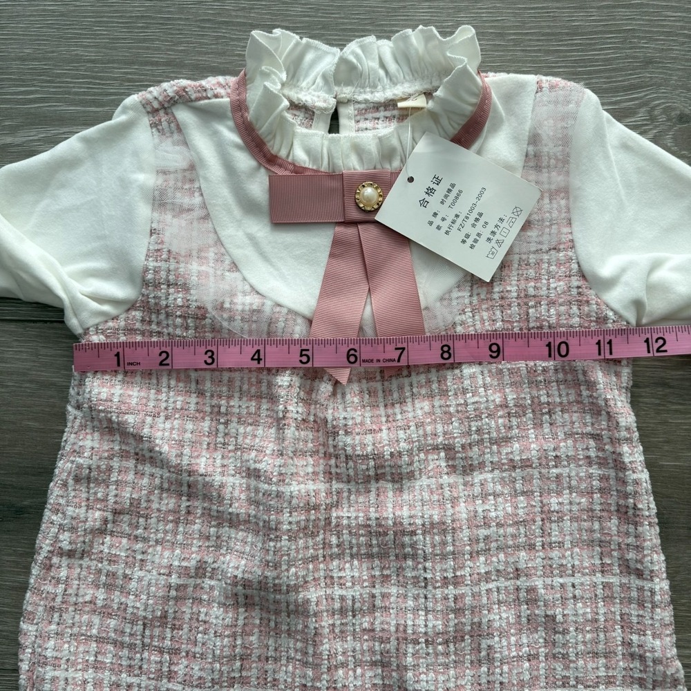 NWT Fashion Classic Clothes Kids Pink 90s Bow Detail A-Line Dress Size 12-24M - Picture 11 of 12